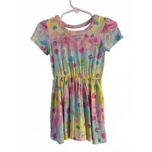 NEW CHARLIES PROJECT girl's rainbow charms short sleeve bamboo dress in multi